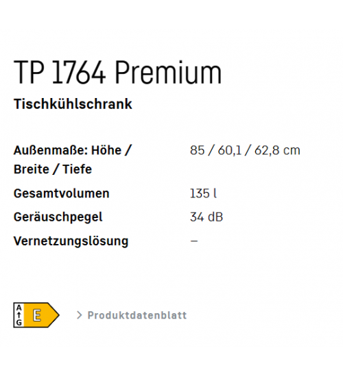 利勃海尔TP 1764 Premium独立式单门冰箱 